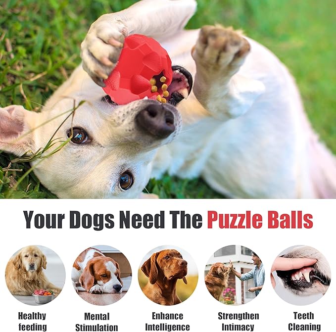 Treat Dispensing Dog Toys for Aggressive Chewers Large Breed, Rubber Balls for Dogs, Interactive Dog Toys for Boredom to Keep Them Busy, Dog Treat Toy Ball
