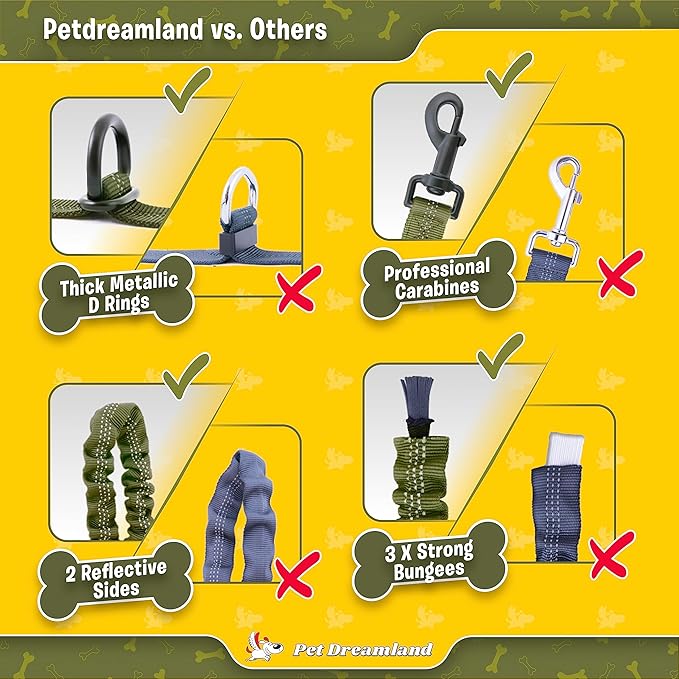 Pet Dreamland Exquisite Hands Free Leash for Large Dogs. Ultimate Comfort & Freedom for Running, Walking and Hiking. Premium Quality, Durable & Versatile Dog Walking Belt. Your Dog Will Love It.
