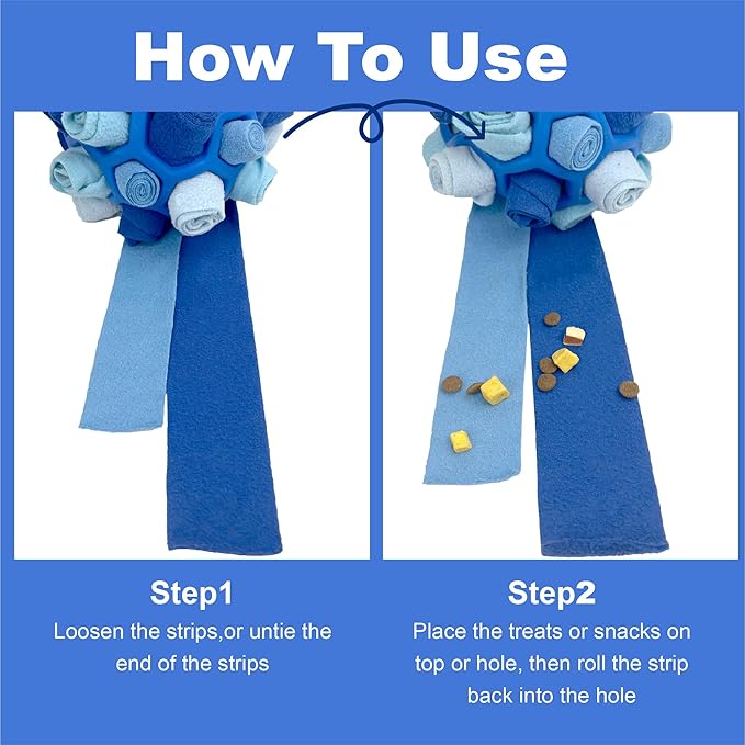 Unbreakable Snuffle Ball Toys for Dog Ball Interactive Toy Foraging Snuffle Mat Puppy Treat Dispenser Slow Feeder Dog Puzzle Toys for Small Medium Large Pets (Blue)