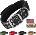 Annchwool Tactical Dog Collar for Medium and Large Dog,Adjustable Military Dog Collar with Soft Padded Handle,Heavy Duty Double Buckle Design(Black,M)