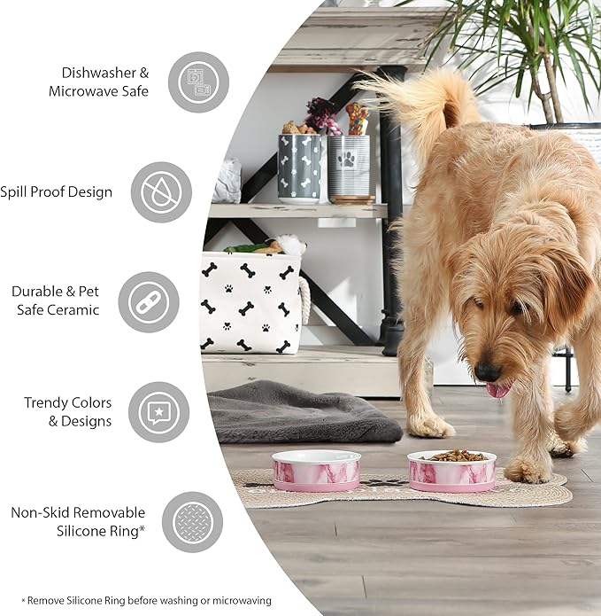 Bone Dry Paw & Patch Ceramic Pet Collection, Large Bowl, 7.5x2.4", Nautical Blue