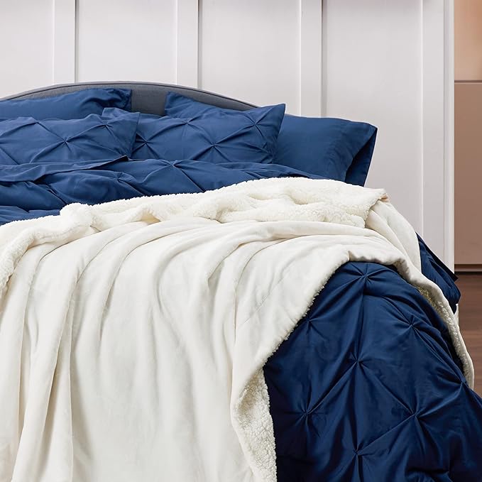 Bedsure GentleSoft Sherpa Fleece Blankets King Size for Bed, Non-Heated, Thick and Warm Throw for Women and Men, Soft Fuzzy Plush King Blanket for Winter, Cream, 108x90 Inches
