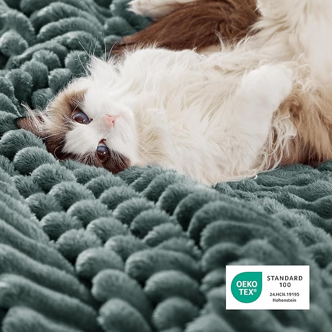 Bedsure Sherpa Throw Blanket for Couch - Super Soft, Cozy Fleece Thick Warm Blanket for Winter, GentleSoft Plush & Fluffy Throw Gift for Women, Room Decor, Dark Green, 50x60 Inches