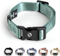 2026 New Edition, Fei & Eve Classic Dog Collar - Quick Release Metal Buckles | Fur-Safe | Premium 210D Nylon | 450LB Escape-Proof | Adjustable Fit | Medium (Glacier Green)