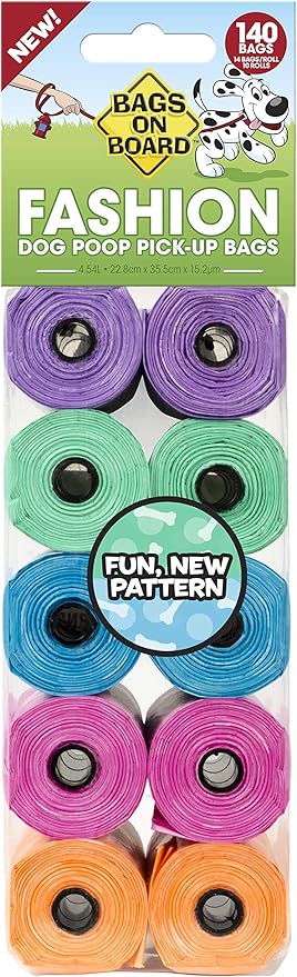 Bags on Board Patterned Dog Waste Bags, 9x14 in, 140 bags, Patterned (3203940045)