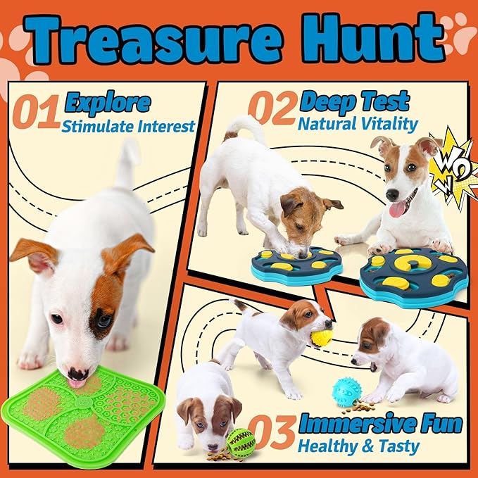9 Pack All-Around Dog Puzzle Toy Set -Mentally Stimulating Dog Enrichment Toys for Small to Medium Smart Dogs, Includes Dog Lick Mat with Suction Cups