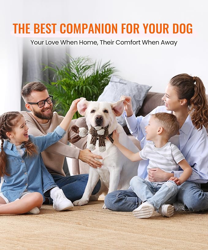 Squeaky Plush Dog Toys - Adorable Animal Designs with Soft Cotton Filling, Cute Stuffed Dog Chew Toys for Small, Medium Non-Aggressive Chewing Dogs Chewer (Brown Dog)