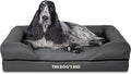 The Dog’s Bed Orthopedic Memory Foam Dog Bed with Bolsters, Oxford Fabric, Grey with Black Trim, Medium