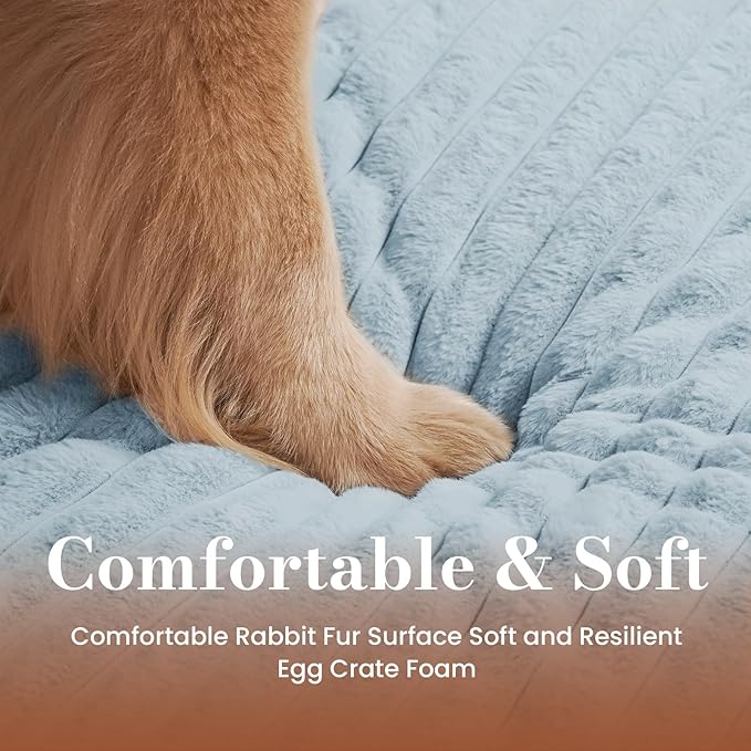 Dog Beds for Extra Large Sized Dog, Orthopedic Pet Bed with Waterproof Lining, Soft Short Plush Surface & Egg Crate Foam, Machine Washable Pet Mat with Removable Cover & Anti Slip Bottom