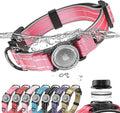 Upgrade Airtag Dog Collar,with IPX8 Waterproof AirTag Holder | Reflective Ultra-Durable | Soft Padded | Lock Buckle | Heavy Duty | Fit Small Medium Large Dogs（Rose1，L(17"～23")）