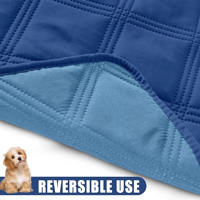 Smiry Waterproof Dog Bed Cover Blanket 40x80, Soft Reversible Pet Blanket, Washable Leakproof Cats Dogs Couch Cover for Sofa, Couch, Furniture, Navy/Blue