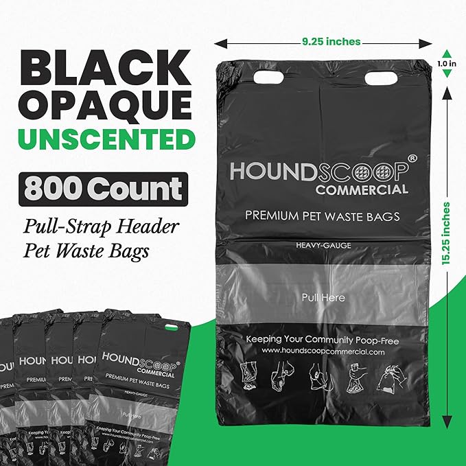 800 Count Pull-Strap Header Pet Waste Bags, 8 Header Packs of 100 Bags, Dog Waste Station Bags for HOA, Residential, XL and Strong, Easy Single Pull for Poop Station Dispensers