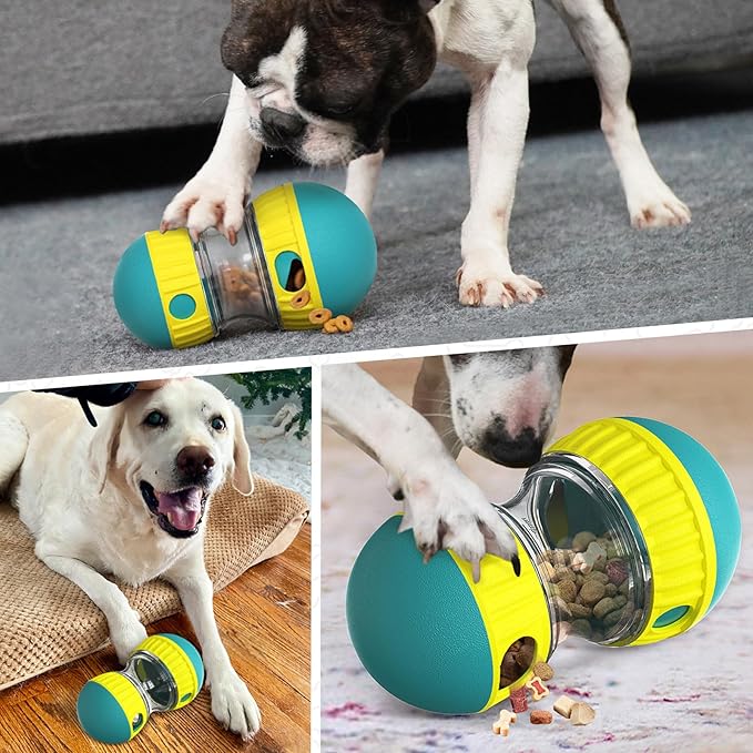 Interactive Dog Treat Dispenser and Puzzle Toys, Dog Slow Food Feeder Rolling Ball for Reducing Boredom and IQ Training Toys, Green