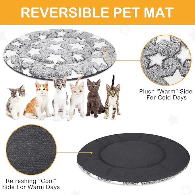 VitalCozy 4 Pcs Dog Crate Pads, Ultra Soft Warm Washable Anti-Slip Kennel Bed Mat for Pets, Reversible, Replaceable, Cozy Cage Liner for Small Medium Large Dogs and Cats(Dia 16 Inch,Gray)