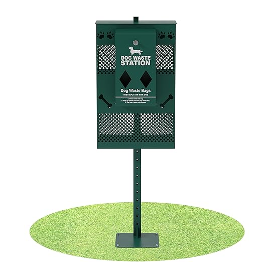 Compact Dog Waste Station Rectangular Trash Can, Green, 38.4" L x 13" W x 3.77" H