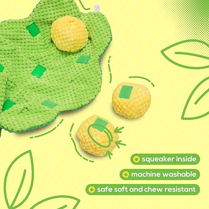 Pea Pod Interactive Dog Toy - Snuffle Nosework Stress Relief - Hide Treat Food Puzzle - Small Medium Dog - Durable Dog Gift Birthday