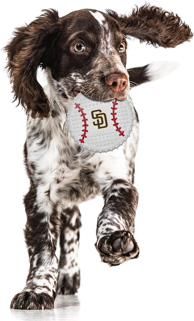 Pets First MLB SAN Diego Padres Hard-Nylon Bacon-Flavored Baseball Chew Toy, Indestructible Dog and Cat Chewy Toy, Tug, Fetch Toy, Sporty Fun Toy for Dogs
