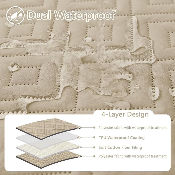 hyha Waterproof Dog Blanket, Soft Dog Bed Cover Pet Blankets, Waterproof Sofa Couch Cover for Dogs Washable, Reversible Pet Couch Covers for Sofa Furniture (40x70 Inch, Taupe/Taupe)
