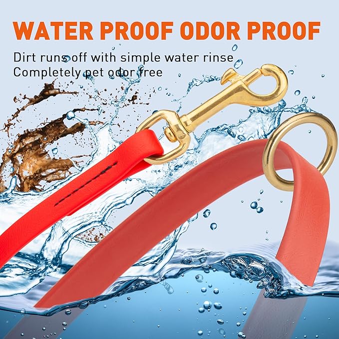 Viper Biothane K9 Working Dog Leash Waterproof Lead for Tracking Training Schutzhund Odor-Proof Long Line with Solid Brass Snap for Puppy Medium and Large Dogs 4ft, Cherry Red