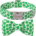 Unique Style Paws St. Patrick's Dog Collar with Bow Green Clover Cotton Puppy Collars Wedding Navigation for Small Medium Large Dogs