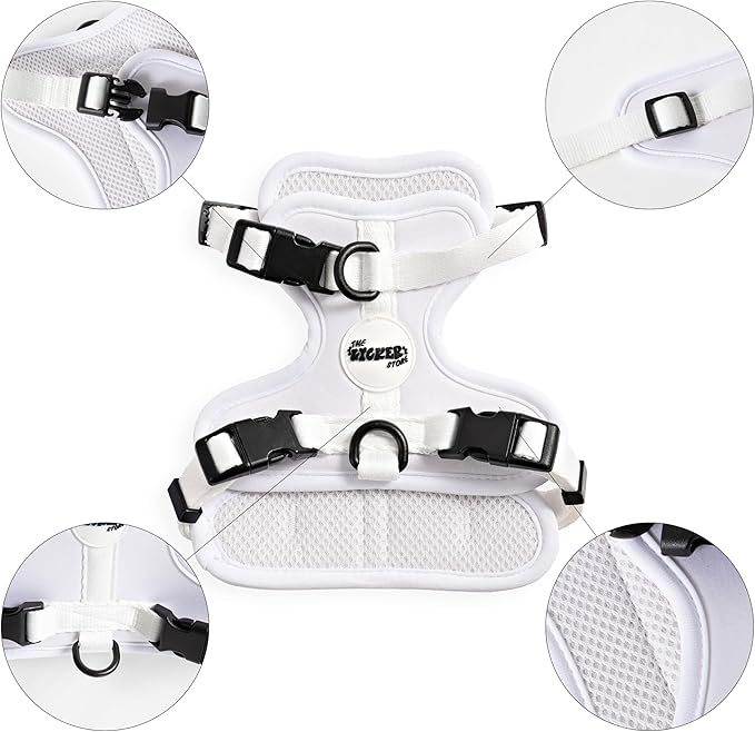 HNS1000F Arlo Extra Small Adjustable Soft Padded No Pull Pet Harness with 3 Buckles and 3 Leash Clips, Seltzer
