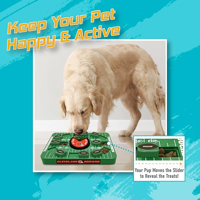 Pets First NFL Cleveland Browns Large Puzzle Toy, New Size, Interactive Dog Treat & Slow Feeding Toy