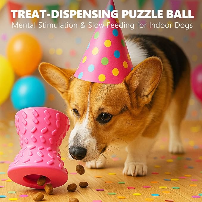 Dog Puzzle Toys, Treat-Dispensing Puzzle Ball for Small & Medium Dogs – Interactive Rolling Rubber Toy for Training, Mental Stimulation & Slow Feeding