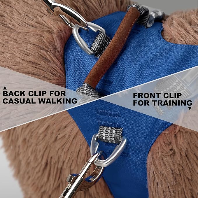 No Pull Dog Harness – Adjustable Reflective Nylon Vest for Small Medium Large Dogs, Escape Proof Training Harness with Leather Control Handle, Lightweight Aluminum Hardware (Royal Blue, XL)