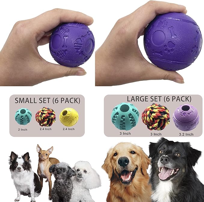 Jalousie Dog Puzzle Balls Dog Treat Dispensing Toy Non-Toxic Natural Rubber Puppy Chew Toys for Puppy PetTeething Puzzle Playing Treat Dispenser Rope (Small - 4 Pack)