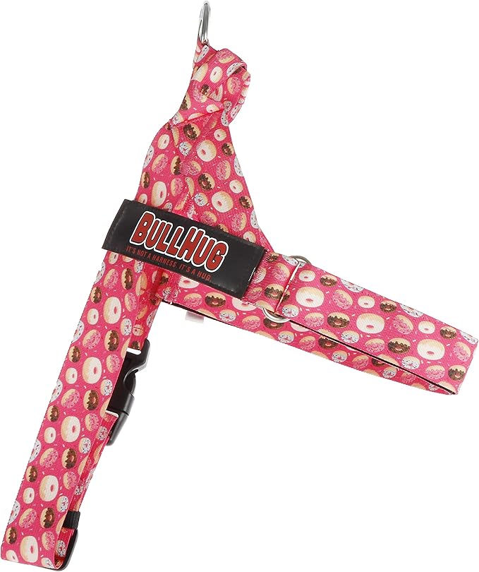 BULLHUG Adjustable Dog Harness– No Pull, No Choke – for English Bulldogs, French Bulldogs, Pugs & Broad-Chested Breeds – Easy, Safe Walks (Donuts, Large)