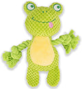 Dog Toy Squeaky Chewing Rope Stuffed Plush Animal with Crinkle Paper Interactive Soft Aggressive S-M-L Pets Gift Holiday Green Frog