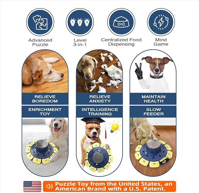 KADTC 3 Levels of Step-by-Step Challenge, U.S. Brand & Design,Extra-Large Size, Beginner To Expert Dog Puzzle Toy For Smart Dogs Treat Puzzles Food Slow Feeder Difficulty Mental Stimulation Brain Toys
