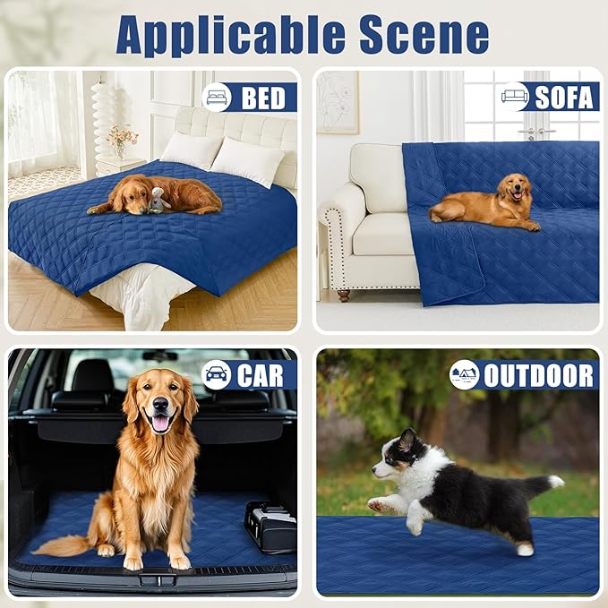 Smiry Waterproof Dog Bed Cover Blanket 68x82, Soft Reversible Pet Blanket, Washable Leakproof Cats Dogs Couch Cover for Sofa, Couch, Furniture, Navy/Navy