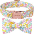 Unique Style Paws Easter Dog Collar with Bow Blue Colorful Rabbit Easter Heart Cotton Polyester Puppy Collars for Small Medium Large Dogs