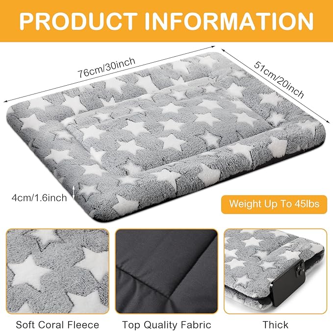 VitalCozy 4 Pcs Dog Crate Pads, Ultra Soft Warm Washable Anti-Slip Kennel Bed Mat for Pets, Reversible, Replaceable, Cozy Cage Liner for Small Medium Large Dogs and Cats(20 x 30 x 1.6 Inch,Gray)