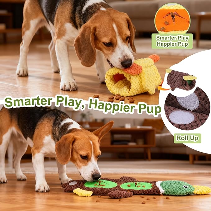 BEAUTYZOO 2-Pack Plush Dog Puzzle Toys, Stuffless Duck Dog Interactive Treat Hider Toy, Squeaky Crinkle Water Bottle Toys for Small Medium Dogs Puppy to Keep Them Busy Stress Release & Boredom Relief