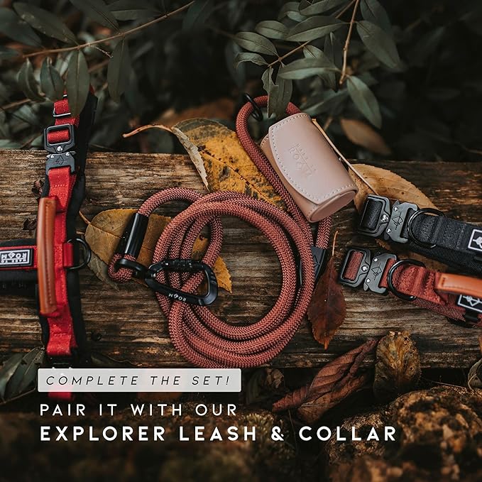 MADE TO ROAM Premium Explorer Harness - Y-Shaped Dog Harness with Adjustable Durable Nylon, Soft Padding, Metal Buckles and Leather Handle for Small, Medium, Large Dogs (Virginia Mountains, Size 1)