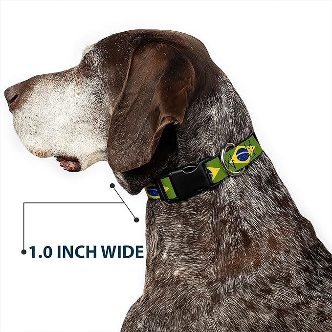 Buckle-Down PC-W30258-WS Brazil Flags Plastic Clip Collar, Wide Small/13-18"