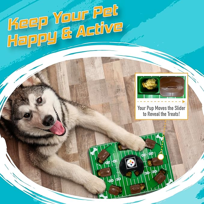 Pets First NFL Pittsburgh Steelers Puzzle Toy, Puzzle Treat Dog Toy, Interactive Dog Treat Toy, Dog Puzzle