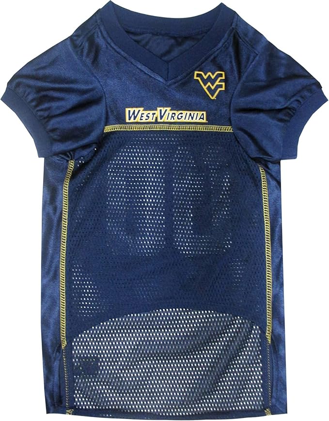 Pets First NCAA College West Virginia Mountaineers Mesh Jersey for DOGS & CATS, Large. Licensed Dog Jersey with your Favorite Football/Basketball College Team