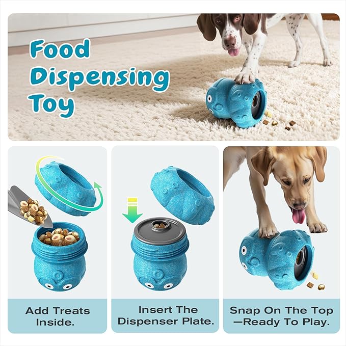 KADTC 3 in 1 Large-Size Octopus Durable Dog Fillable & Frozen Lick Treat Toy No-Transfer Freeze & Play,Long-Lasting Ultimate Boredom Buster, Kibble Dispenser Food Ball & Tough Dogs Chew Toys BPA-Free