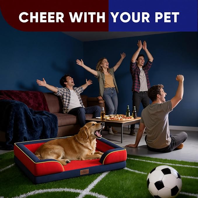 Comfort Expression Orthopedic Dog Bed for Extra Large Dogs 45x35 Inch, Waterproof Egg Crate Foam XL Pet Bed with Removable Bolsters, Dog Couch with Washable Cover & Non-Slip Bottom, Kansas