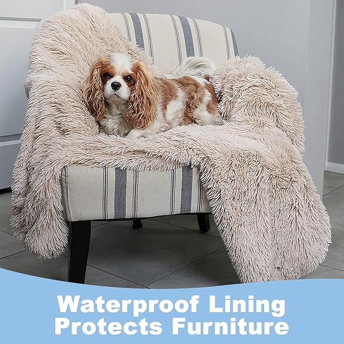 PawProof Fuzzy Pet Throw Blanket - Waterproof Blanket for Dogs & Cats - Faux Fur & Ultra-Soft Microsuede - Grey S Size (28"x38")