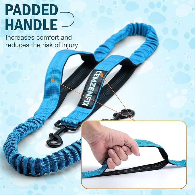 Hands Free Dog Leash for 2 Dogs – Waist Leash for Dog Walking with Dual Bungee, Reflective No Pull Design, Adjustable Belt & Pouch for Running, Hiking, Jogging