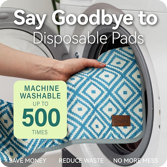 Washable Pee Pads for Dogs - 2 Pack Extra Thick Reusable Puppy Pads with Super Absorbency, Waterproof & Non-Slip Dog Pee Pads for Potty Training , Whelping , Playpen , Crate , Prevents Leakage 18"x24"