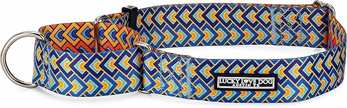Lucky Love Dog Wide Martingale Dog Collar - No-Slip, Durable, & Soft Webbing 1.5 inch Martingale Collar for Dogs Male and Female Ideal for Training & Walking - Murphy, Large