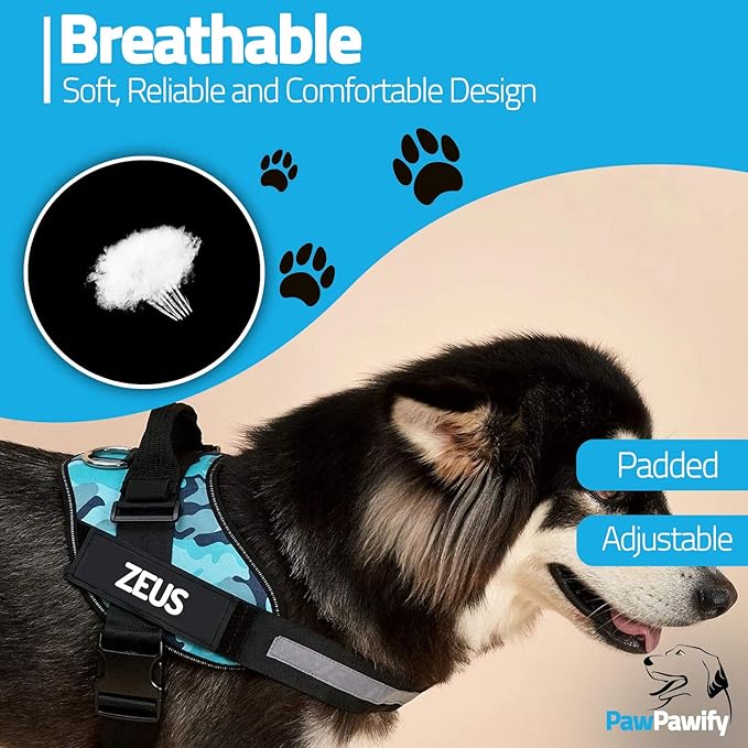 PawPawify Custom No Pull Dog Harness with Name and Phone Number, Heavy Duty Personalized Pet Vest to Prevent Tugging, Pulling, or Choking, Training and Walking (Green, XS (5-9LBS))