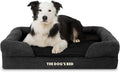 The Dog’s Bed Orthopedic Memory Foam Dog Bed with Bolsters, Plush Fabric, Black Plush, Large