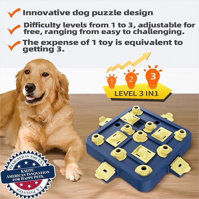 KADTC Dog Chess Puzzle Toys, 3-in-1 Interactive Treat Game & Boredom Buster, Mentally Stimulating Enrichment Food Toy for Small/Medium/Large Dogs