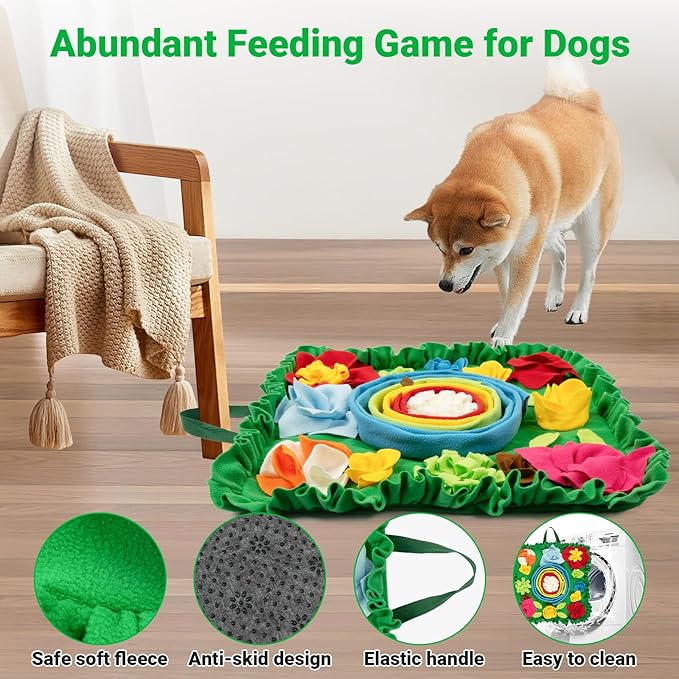 Snuffle Mat for Dogs - Interactive Dog Toys to Keep Them Busy | Dog Puzzles Slow Feeder Bowl for Puppy Treat Lick Mat